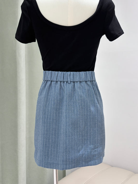 1084|条纹牛仔裙