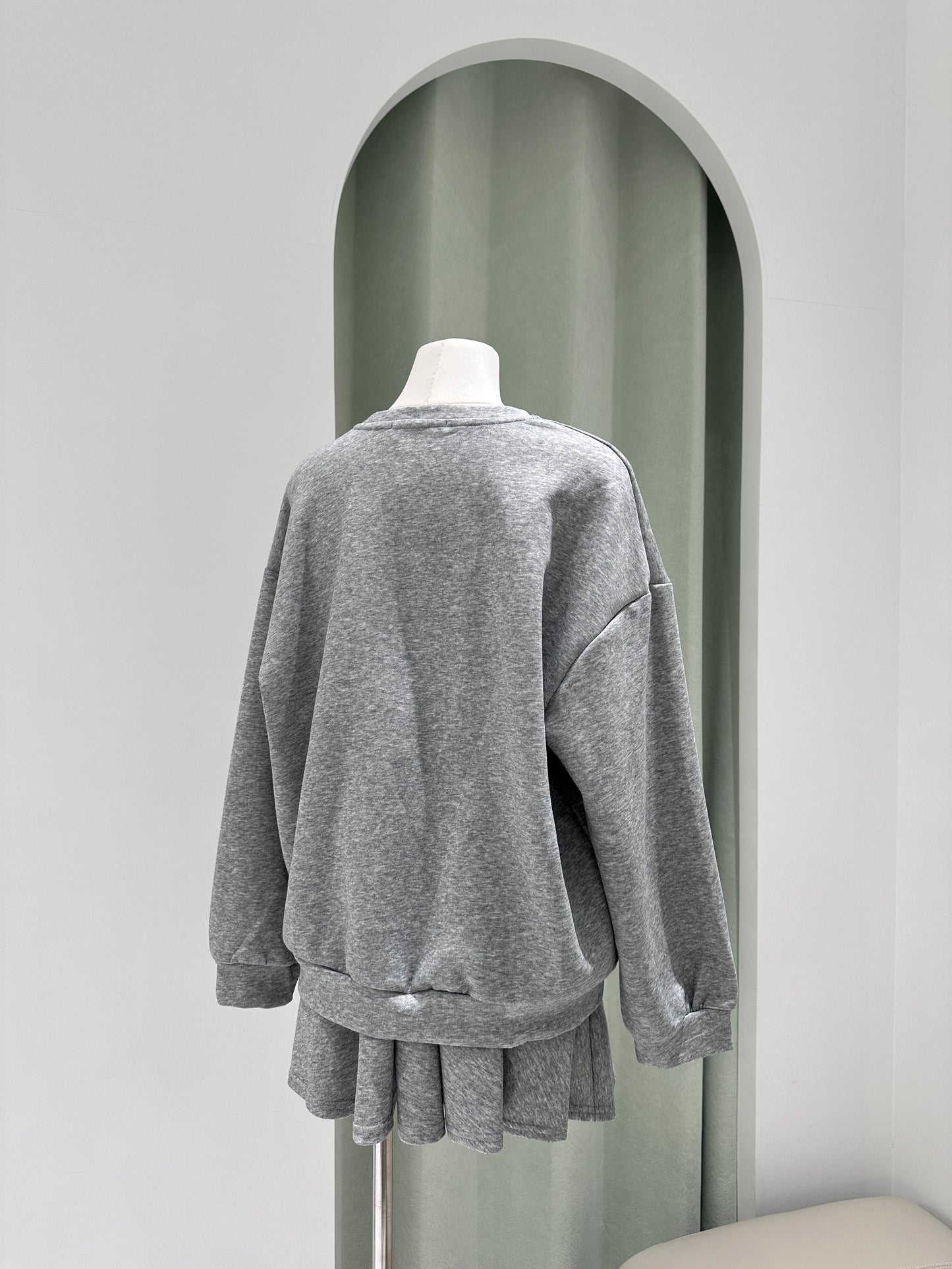 1294｜韩系圆领撞色字母刺绣套装