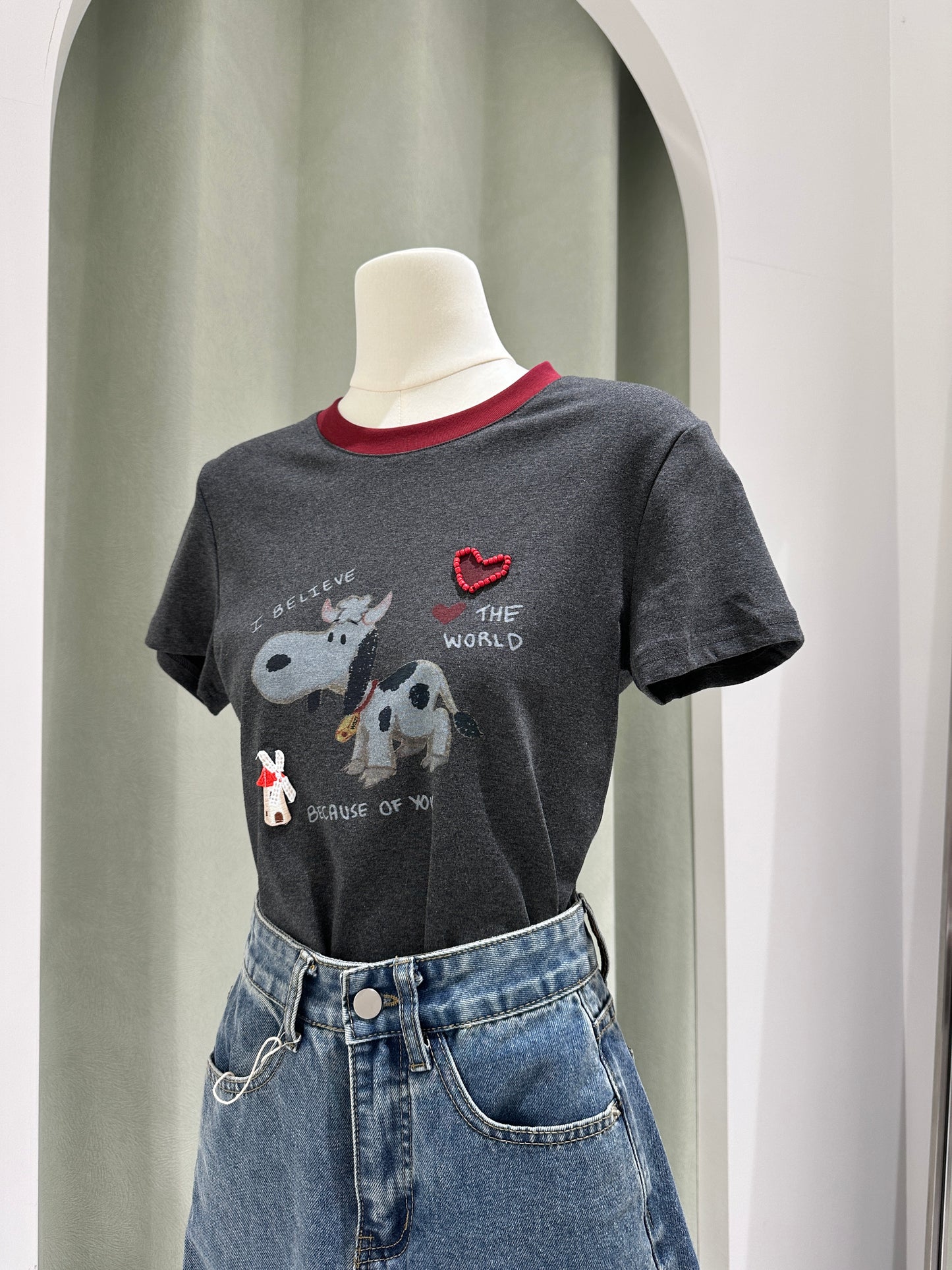 1433｜韩式圆领上衣