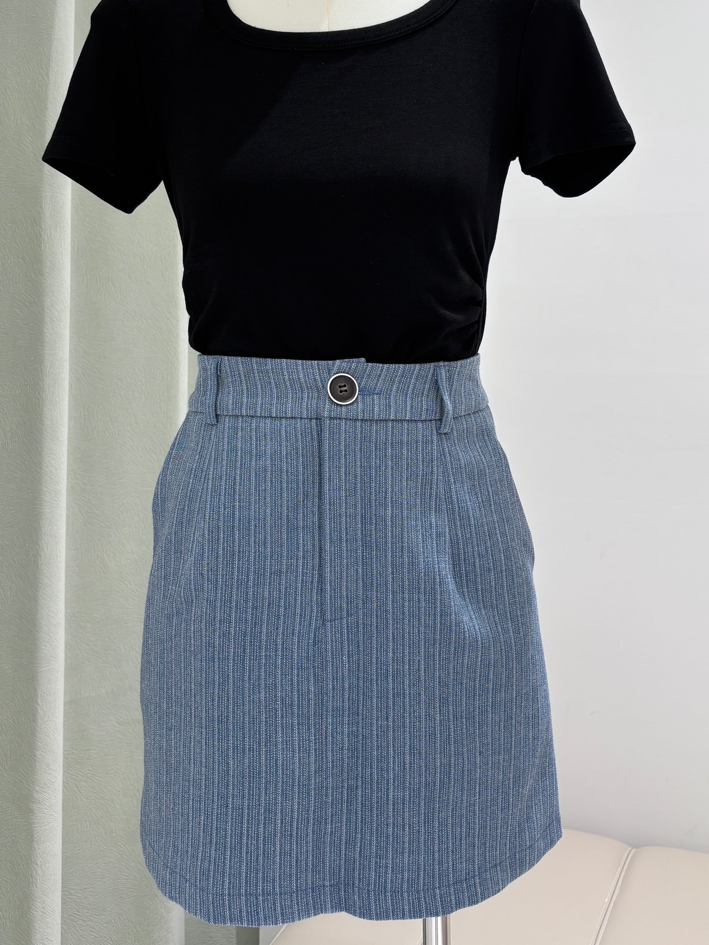 1084｜条纹牛仔裙