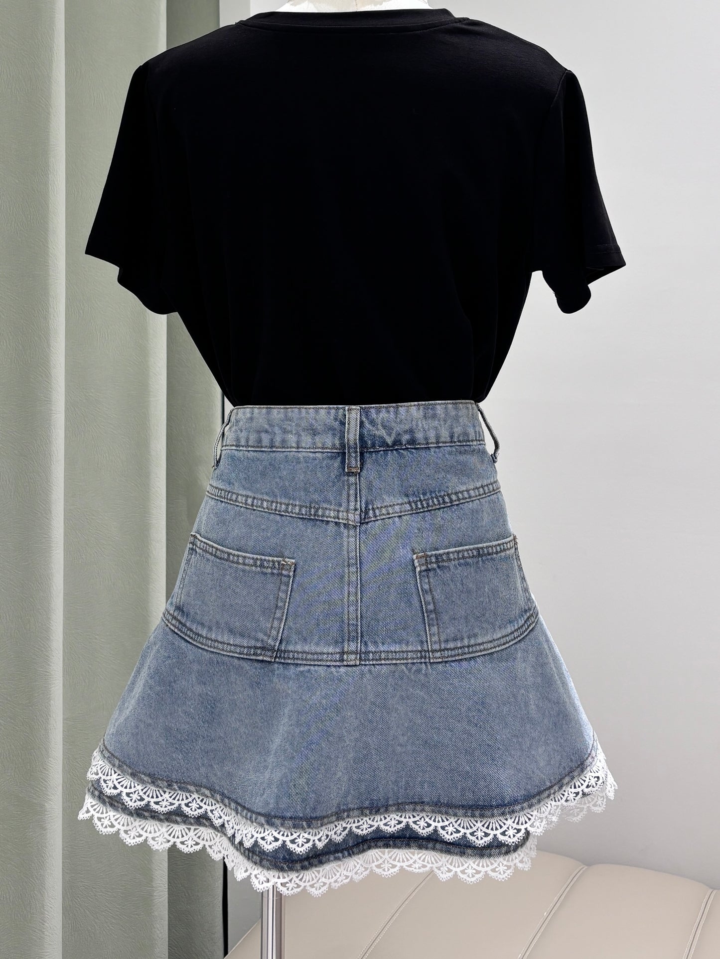 1333｜蕾丝牛仔蛋糕裙