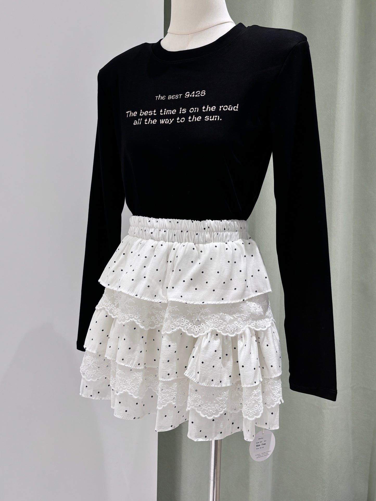 1351｜波点蕾丝蛋糕裙