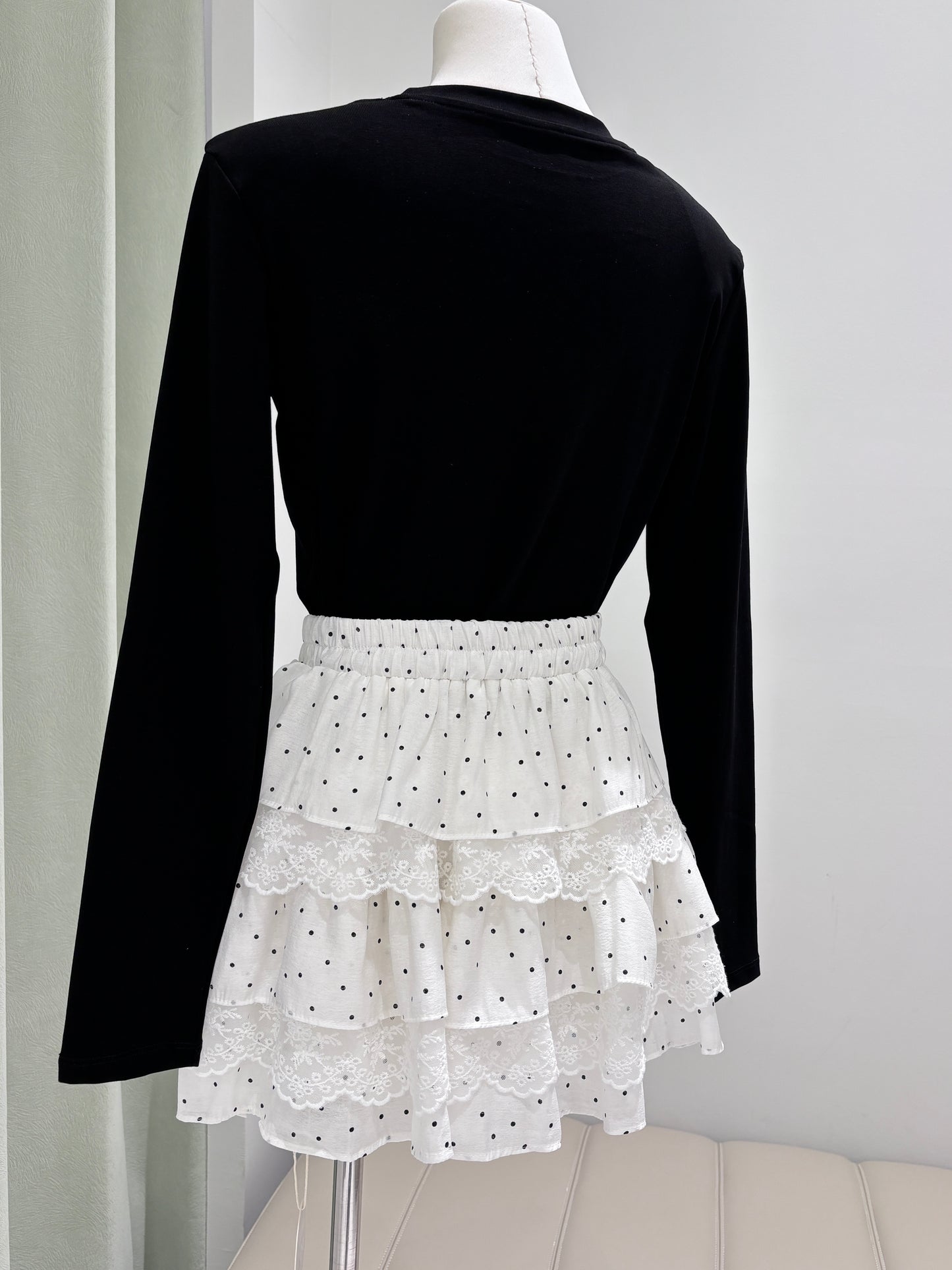 1351｜波点蕾丝蛋糕裙