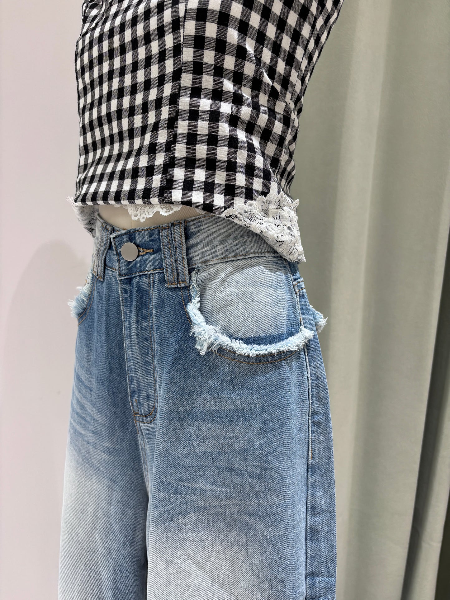 1337｜高街毛邊闊腿長褲