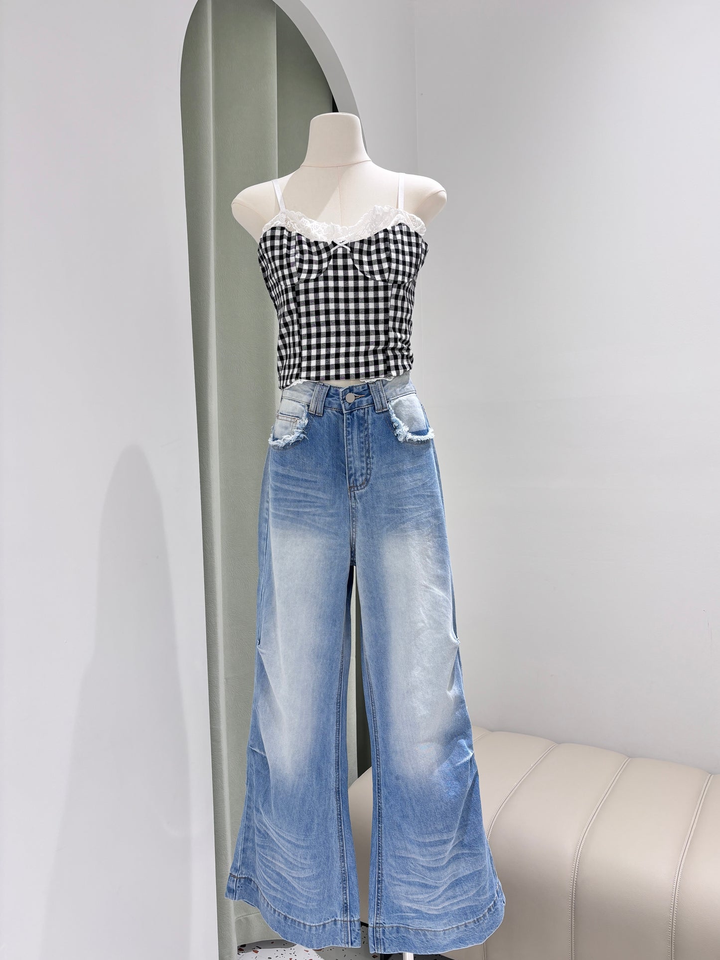 1337｜高街毛邊闊腿長褲